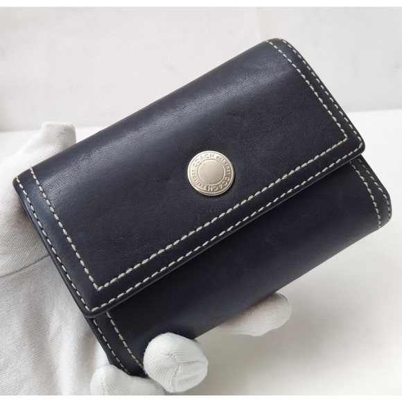 Coach Chelsea Black Leather Credit Card Trifold Wallet - Picture 1 of 16